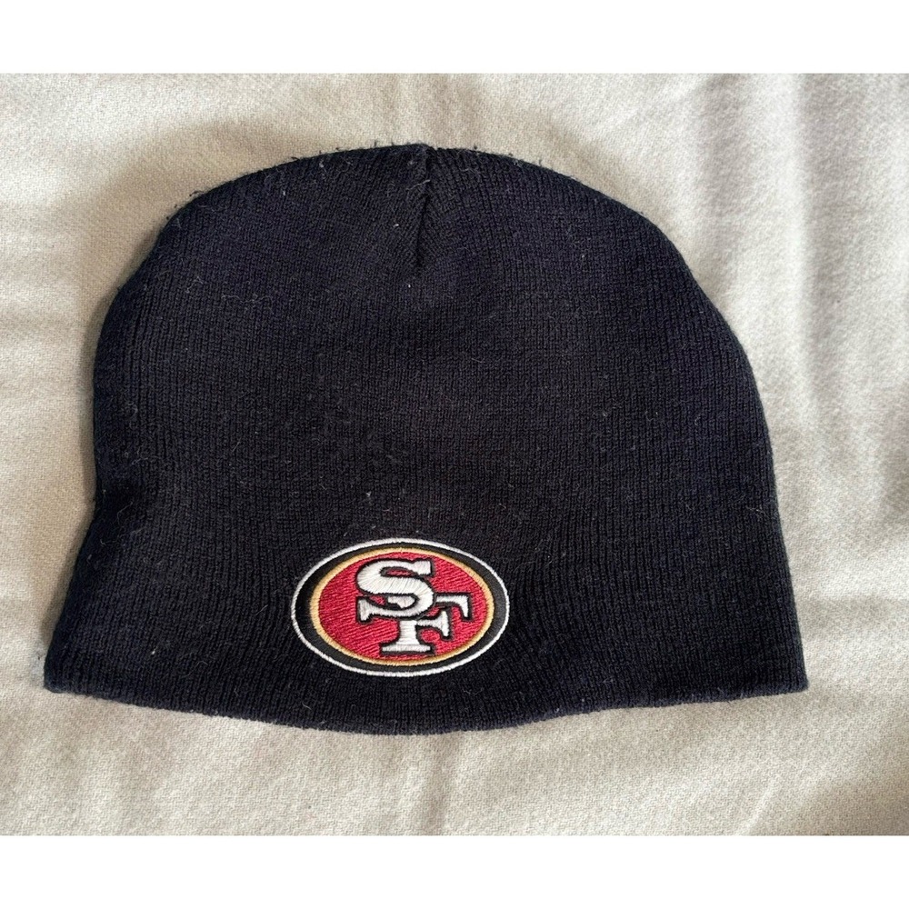 NFL 49ers San Francisco Logo‎ Beanie Hat Embroidered OS Football Black/Red/Gold
